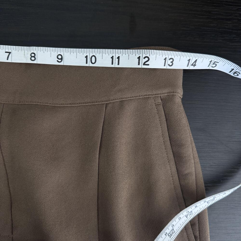 Spanx Trouser Pants Women Small Crepe Pleated Wide Leg Work Office Brown - Picture 8 of 11